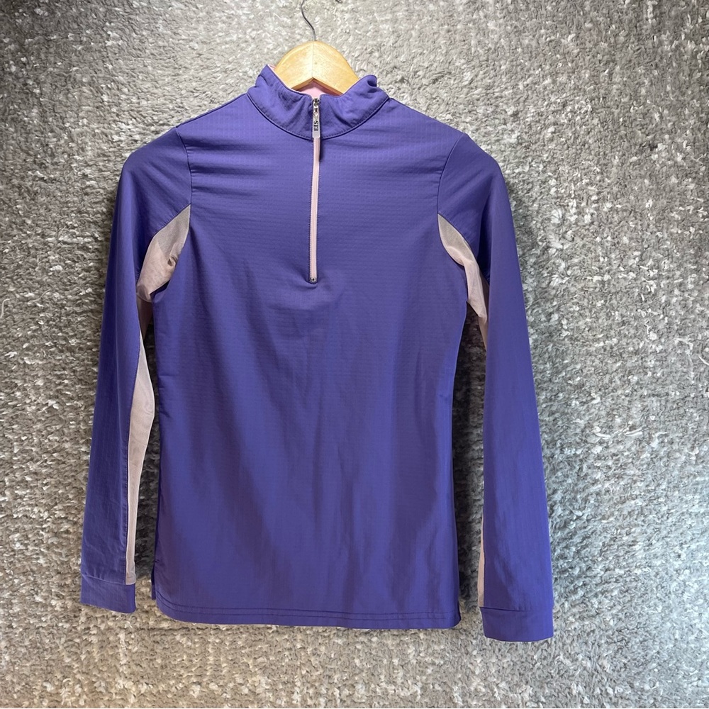 EIS Shirt Women XS Purple Long Sleeve 1/4 Zip Pullover Nylon Blend USA Made